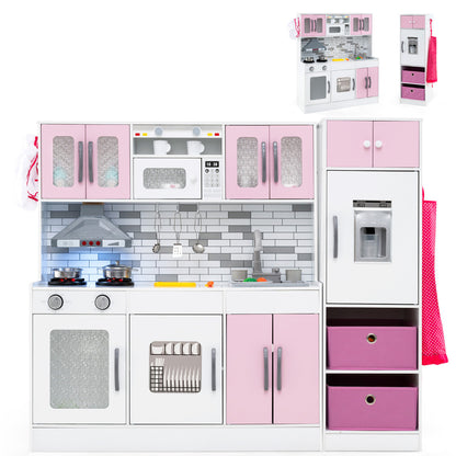 Kids Kitchen Playset with Lights and Sounds-Pink