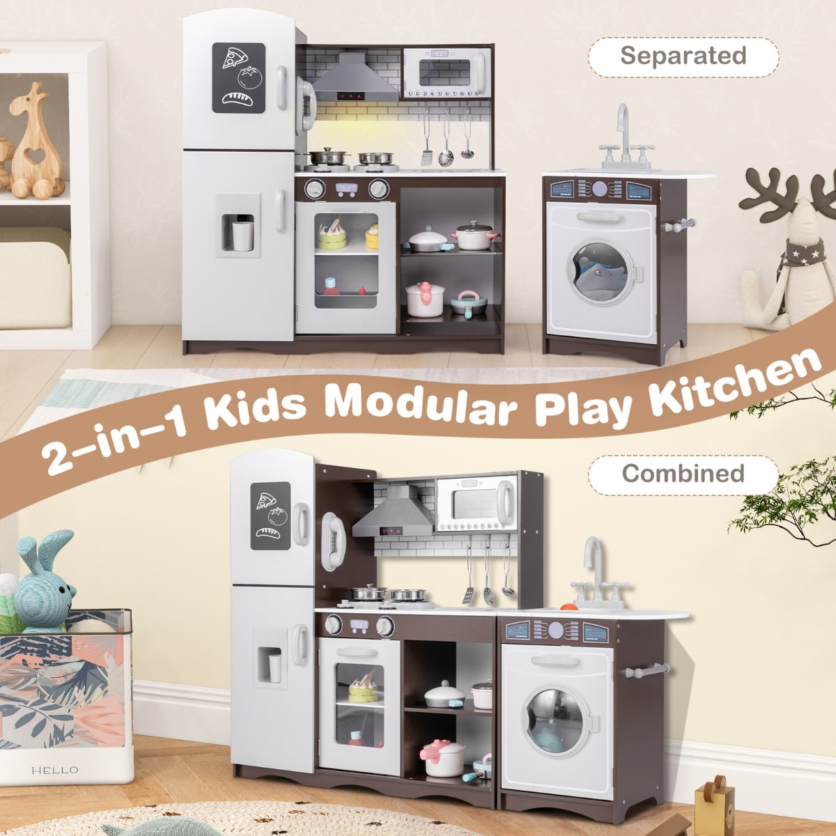 Kids Kitchen Playset with Realistic Lights and Sounds-Coffee