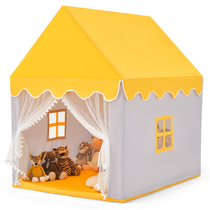 Kids Play Tent with Padded Mat Indoor Playhouse-Yellow
