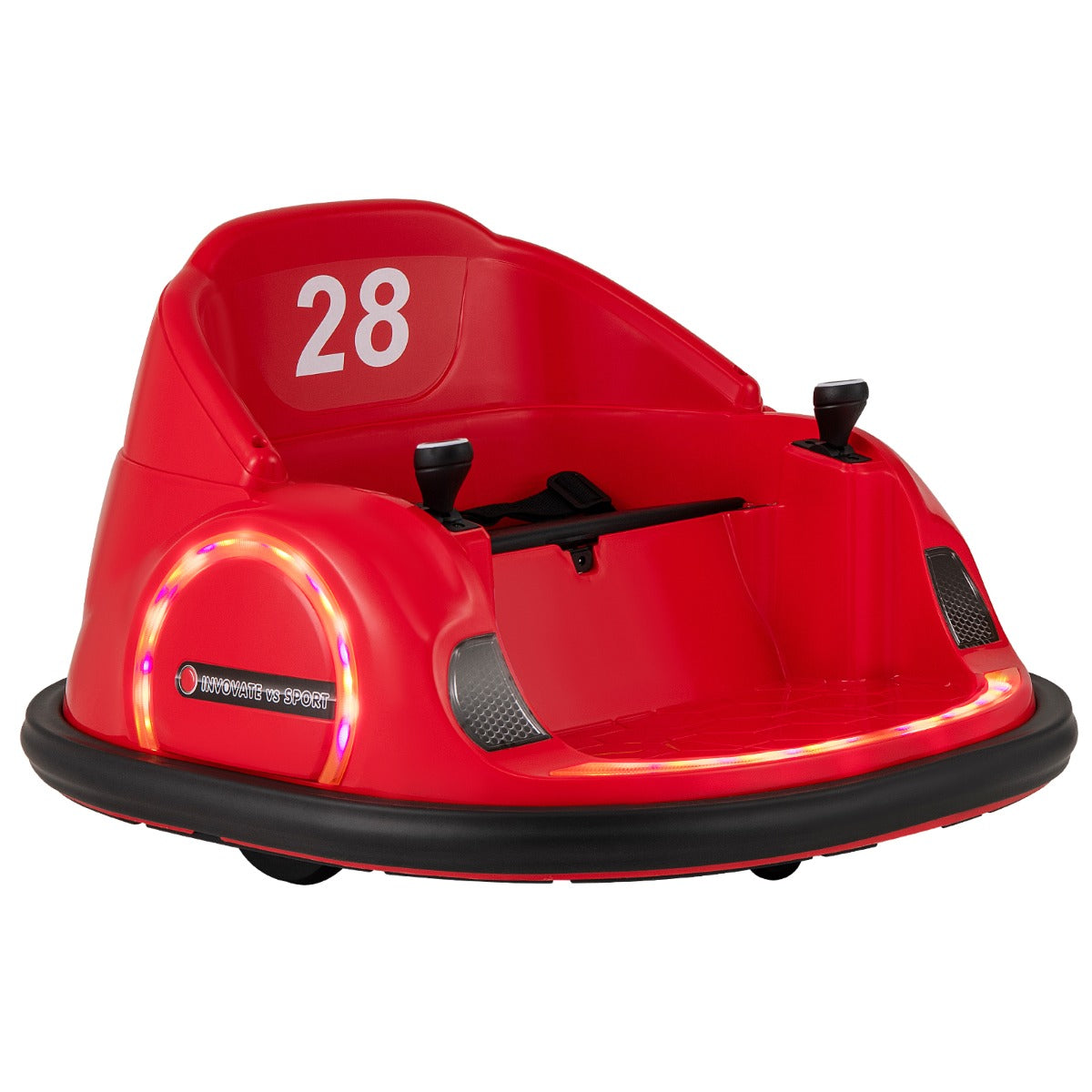 6V Kids Ride on Battery Powered Bumping Car with Flashing LED Lights-Red