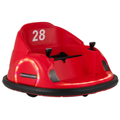 6V Kids Ride on Battery Powered Bumping Car with Flashing LED Lights-Red