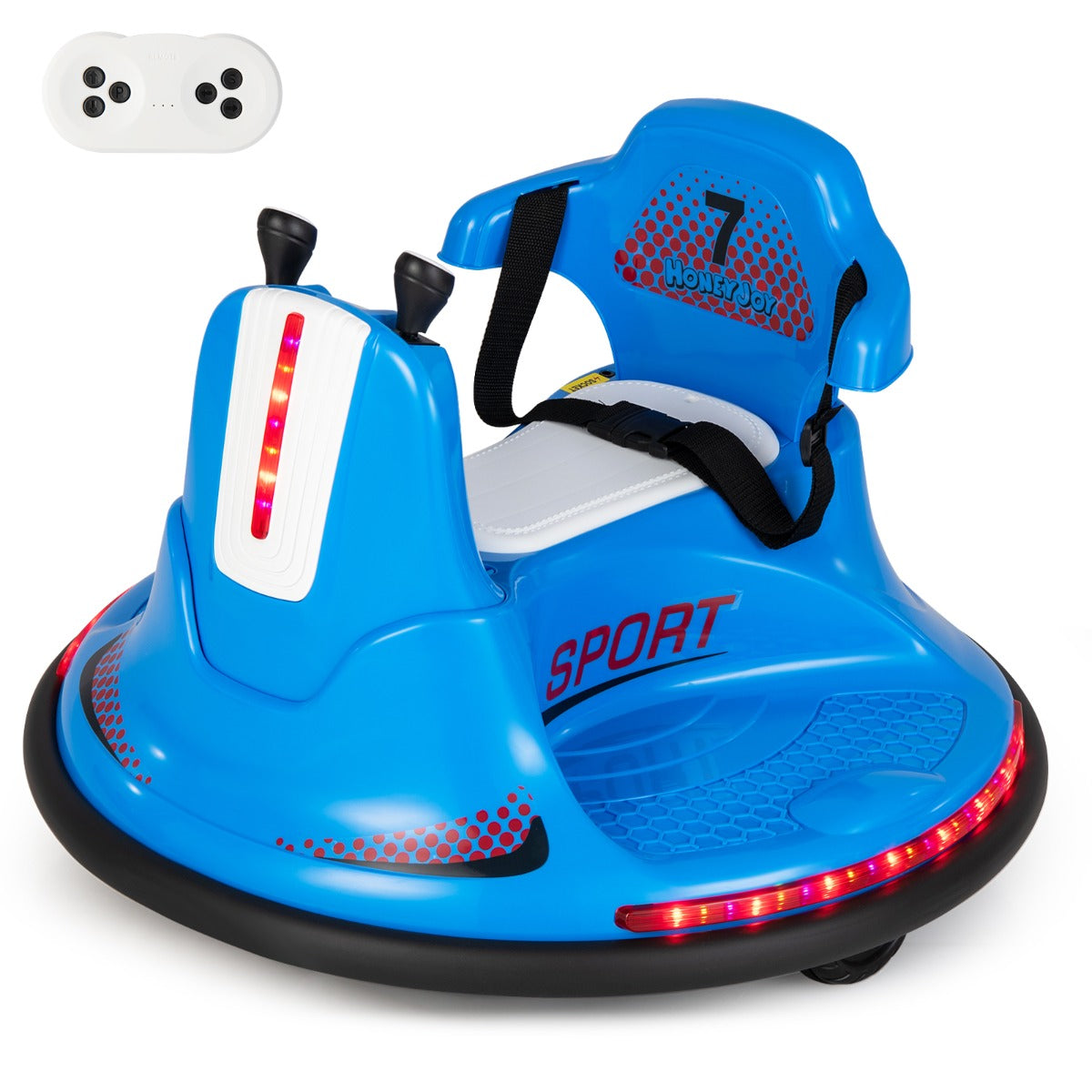 12V Kids Ride On Electric Bumper Car with Dual Joysticks and Remote Control-Blue