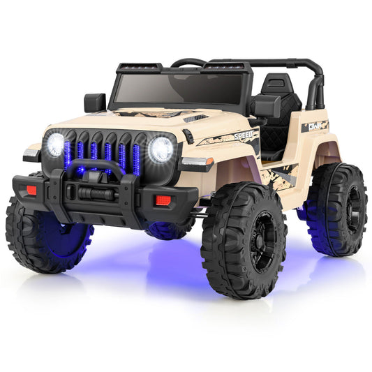 12V Kids Ride on Truck with 2.4G Parental Remote Control and Music-Khaki