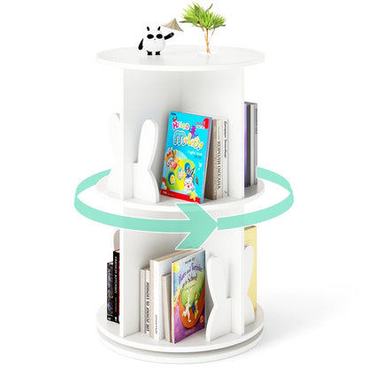 2 Tier Freestanding 360¬∞ Revolving Display Storage Rack with Bunny Baffles-White