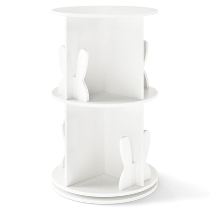 2 Tier Freestanding 360¬∞ Revolving Display Storage Rack with Bunny Baffles-White