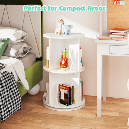 2 Tier Freestanding 360¬∞ Revolving Display Storage Rack with Bunny Baffles-White