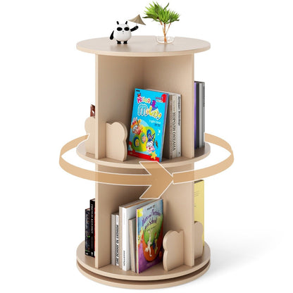 2 Tier Freestanding 360¬∞ Revolving Display Storage Rack with Bunny Baffles-Natural