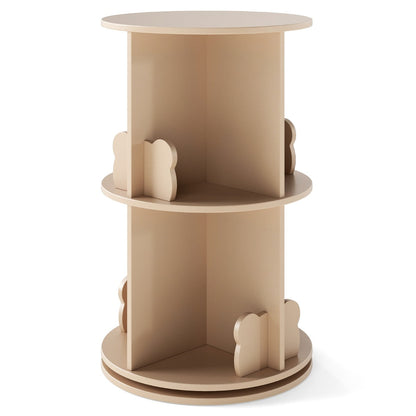 2 Tier Freestanding 360¬∞ Revolving Display Storage Rack with Bunny Baffles-Natural