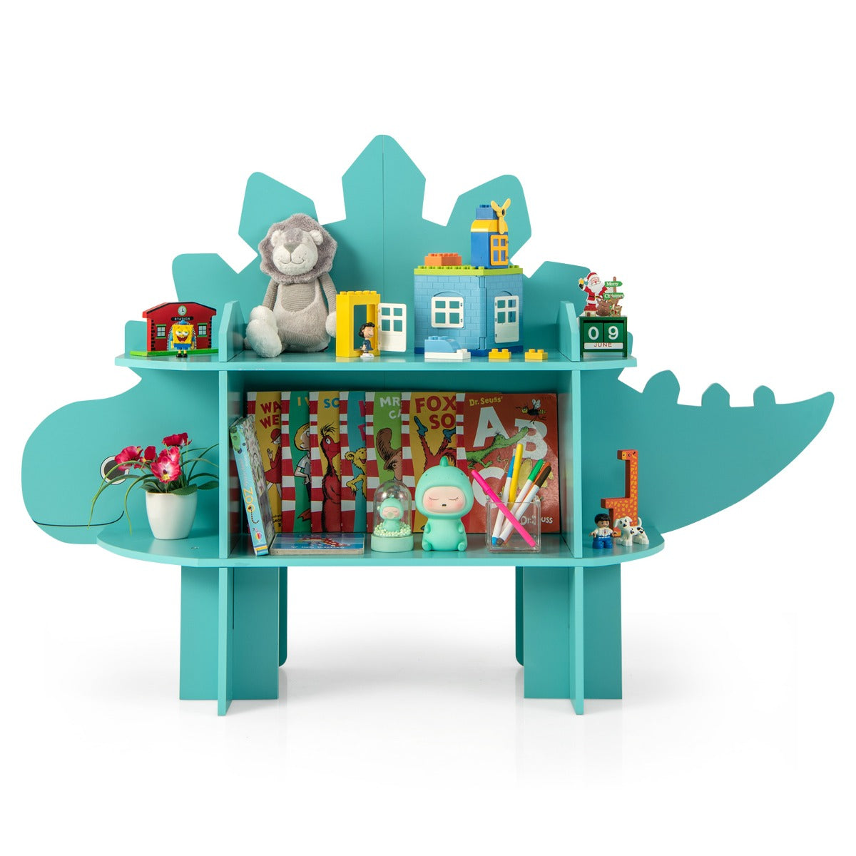 Kids Toy Storage Organizer with Anti-Toppling System for Play Room Nursery Kindergarten-Green