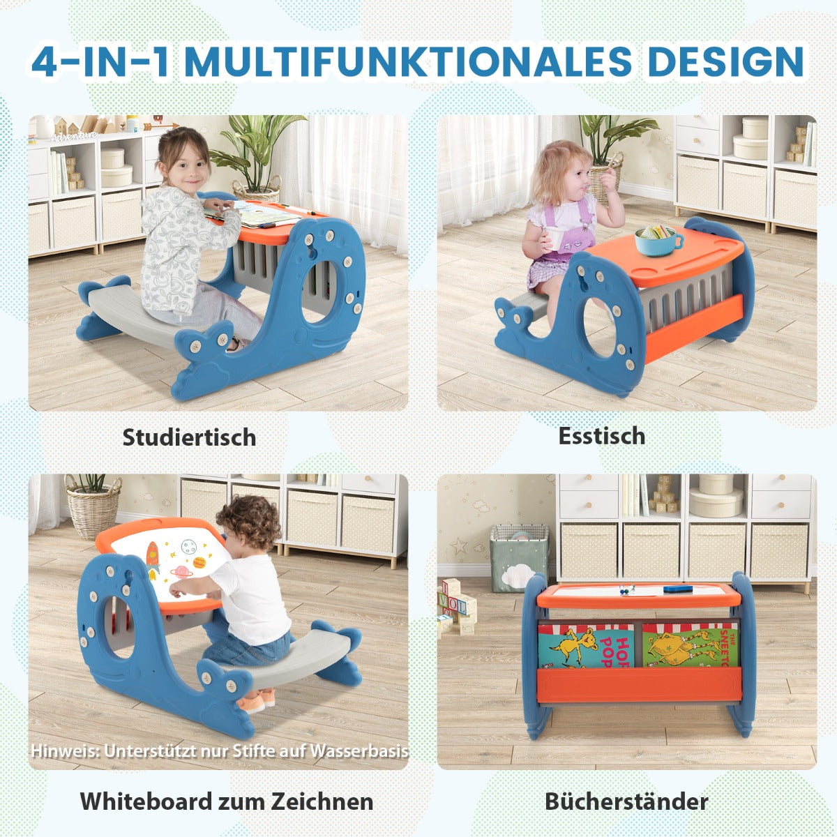 Multi-functional Convertible Kids Activity Table Set-Blue