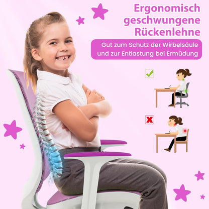 Swivel Mesh Children Computer Chair with Adjustable Height-Purple