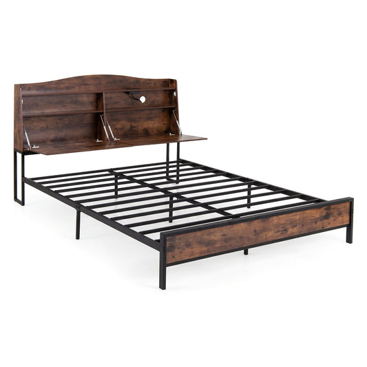 King Size Industrial Metal Platform Bed Frame