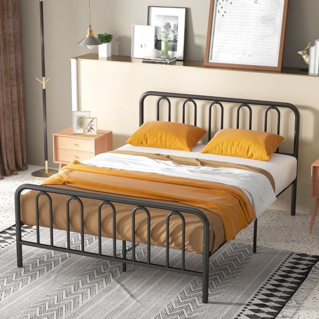 Double/King Size Metal Bed Frame with Headboard and Footboard-King Size