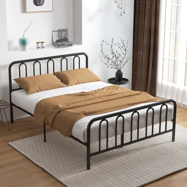 Double/King Size Metal Bed Frame with Headboard and Footboard-King Size