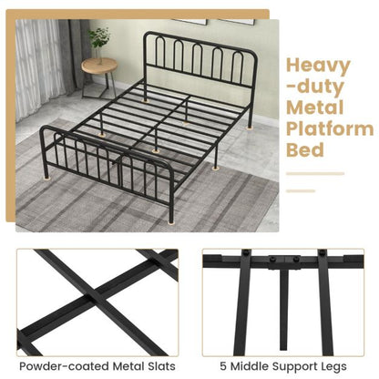 Double/King Size Metal Bed Frame with Headboard and Footboard-King Size