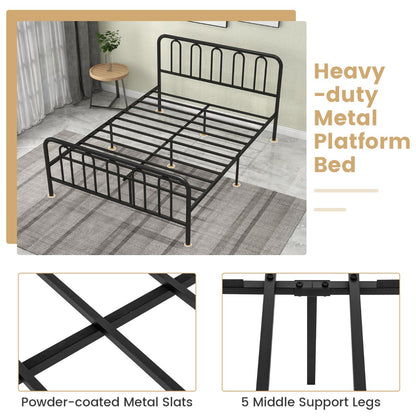 Double/King Size Metal Bed Frame with Headboard and Footboard-King Size