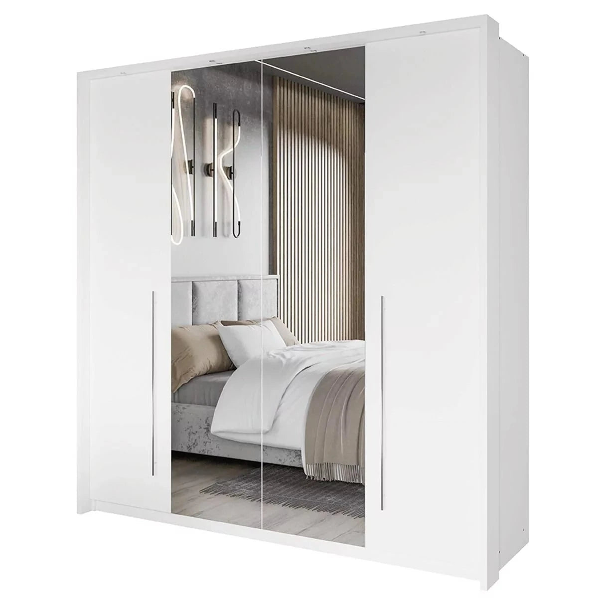 Kirklees Swinging Doors Wardrobe with Mirror - 210 Lava Grey