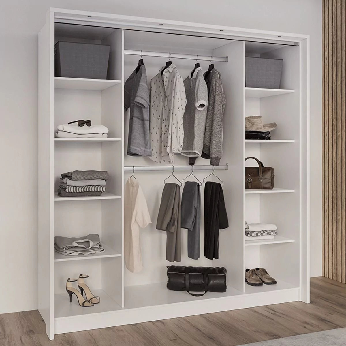 Kirklees Swinging Doors Wardrobe with Mirror - 210 Lava Grey