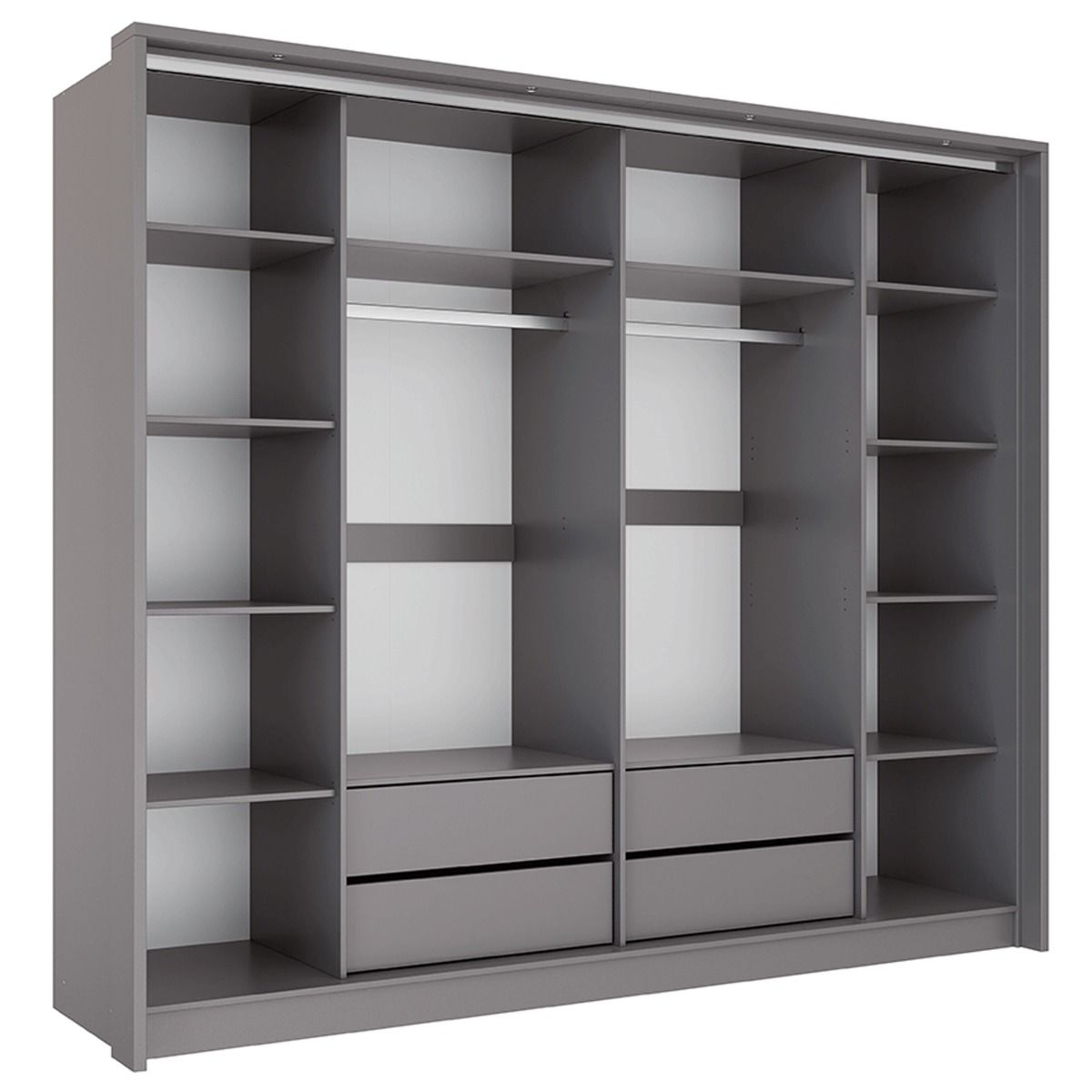 Kirklees Swinging Doors Wardrobe with Mirror - 256cm Grey