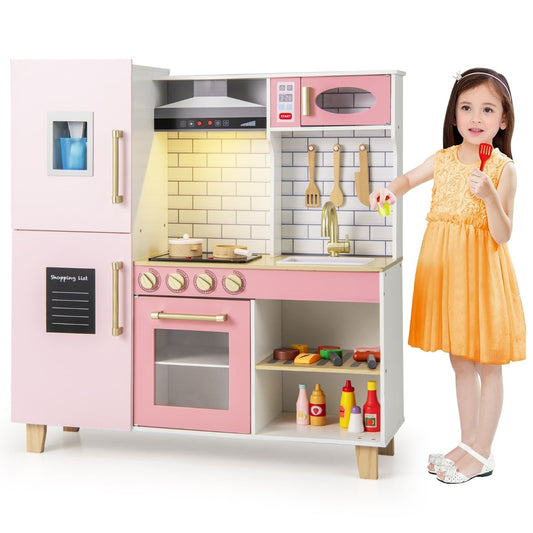 Kitchen Playset for Kids with Realistic Lights and Sounds-Pink