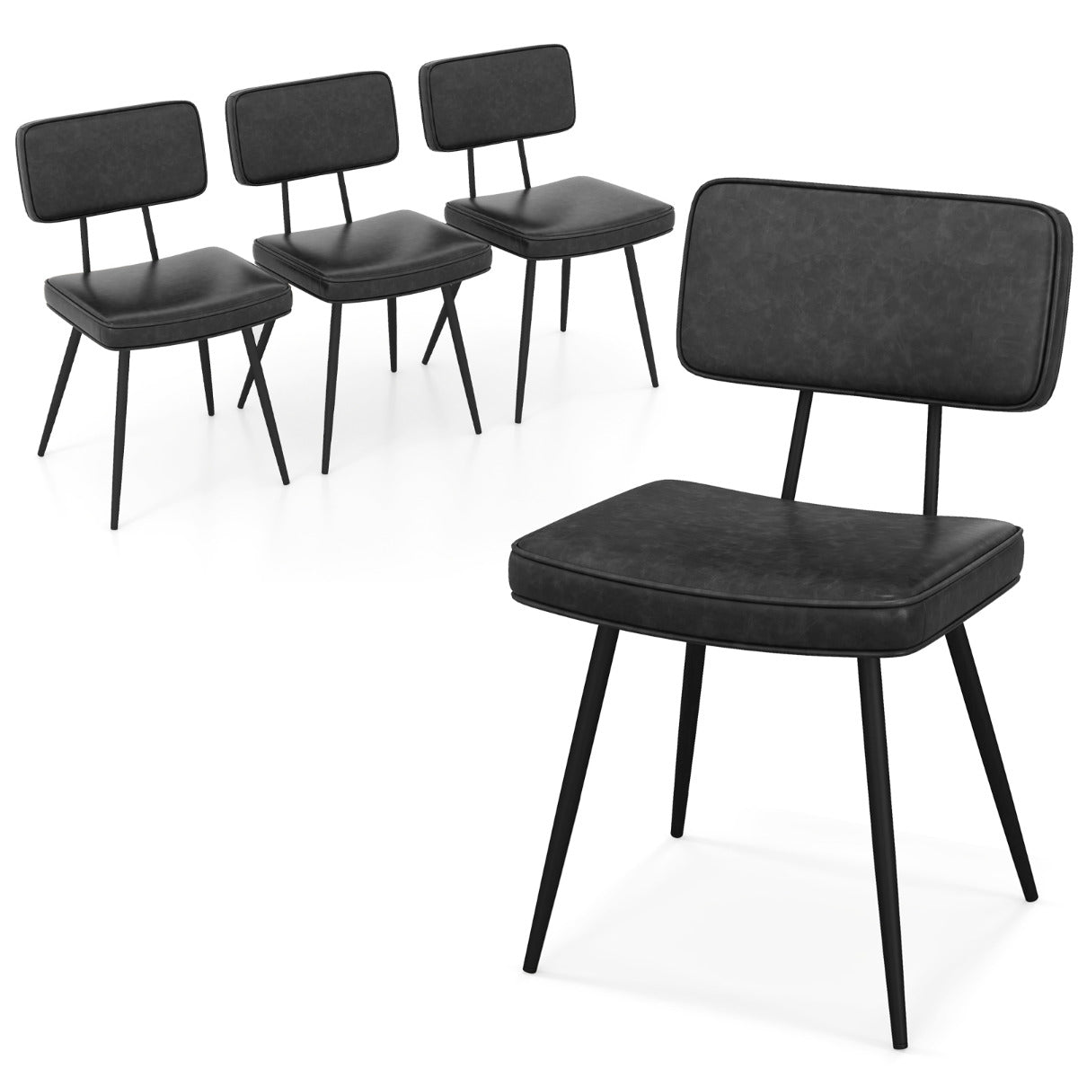 Kitchen Faux Leather Upholstered Dining Chair Set of 4