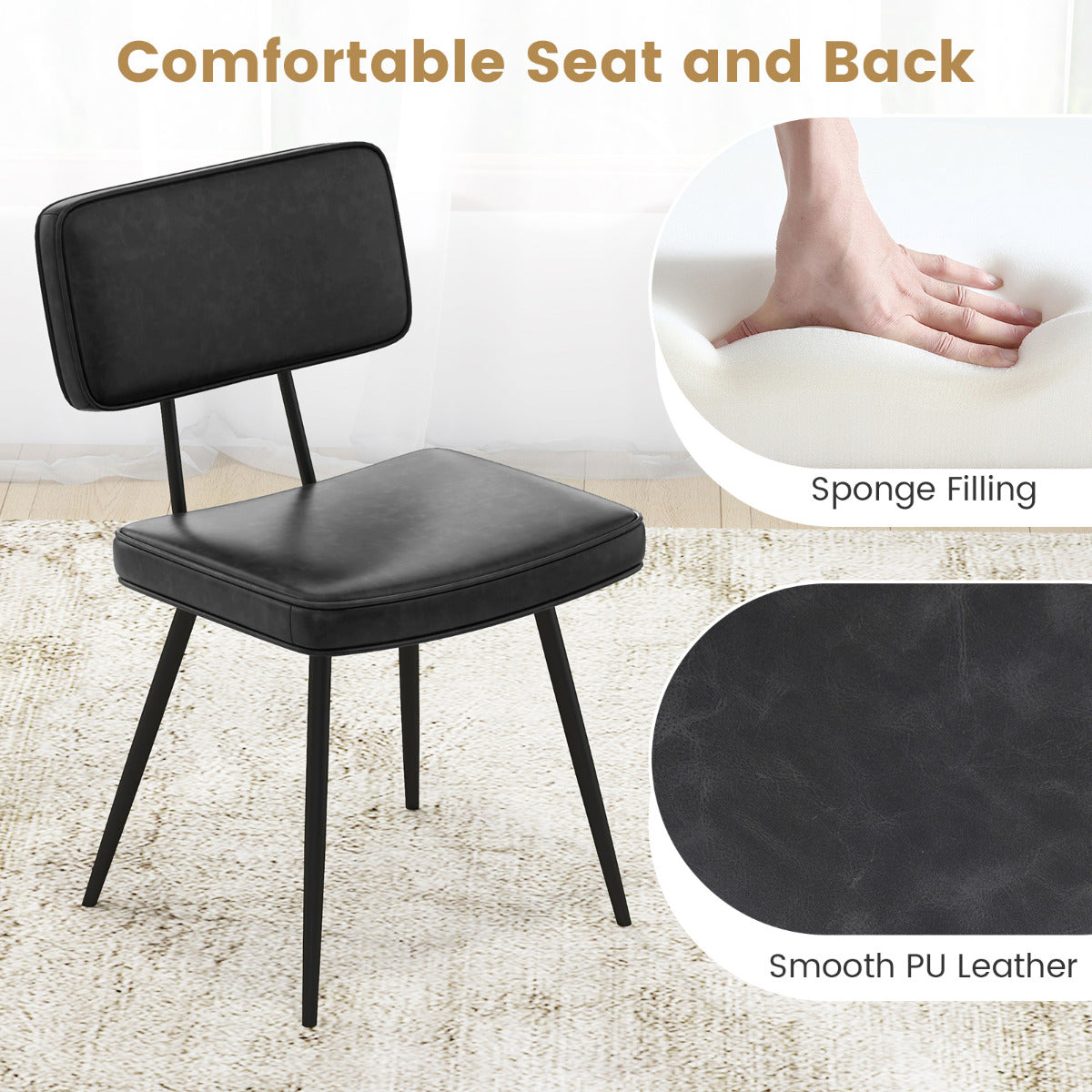 Kitchen Faux Leather Upholstered Dining Chair Set of 4