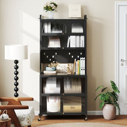 6-Tier Kitchen Pantry Cabinet Buffet Cabinet with Hutch-Black