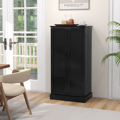 120cm Kitchen Pantry Cabinet with Doors and Adjustable Shelves-Black