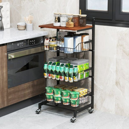 Serving trolley with wheels Vegetable rack with pull-out baskets 40 x 31 x 88 cm