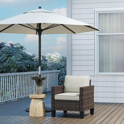 Fotel Outsunny Single Rattan z poduszkami - brązowy