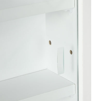 HOMCOM 5-Tier Wall Display Shelf Unit Cabinet w/ 4 Adjustable Shelves Glass Doors Home Office Ornaments 60x80cm White