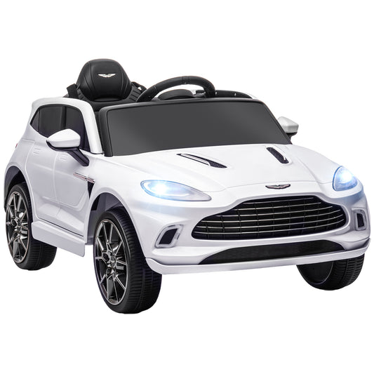 AIYAPLAY Aston Martin DBX Licencjonowany samochód elektryczny dla dzieci zasilany akumulatorem, 12 V, samochód dla dzieci z oświetleniem, klakson muzyczny, biały