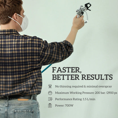 HOMCOM Airless Paint Sprayer, Thinning-Free, Electric√Ø¬ª¬ø Fence Paint Sprayer for Exterior and Interior DIY Painting Projects, Wall Spray Gun Machine, Household Use, 1.5L/min, 200 Bar, 7.5 m Hose