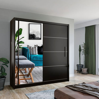 Keynes Oak Single Mirrored Sliding Door Wardrobe - 4 Sizes