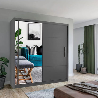 Keynes Grey Single Mirrored Sliding Door Wardrobe - 4 Sizes