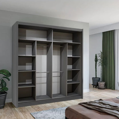 Keynes Grey Single Mirrored Sliding Door Wardrobe - 4 Sizes