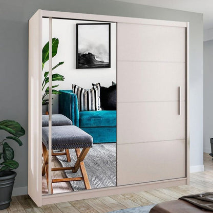 Keynes White Single Mirrored Sliding Door Wardrobe - 4 Sizes