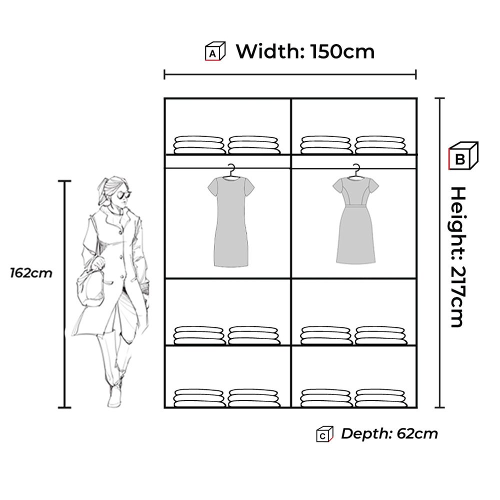 Keynes Grey Single Mirrored Sliding Door Wardrobe - 4 Sizes