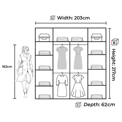 Keynes Black Single Mirrored Sliding Door Large Wardrobe - 4 Sizes