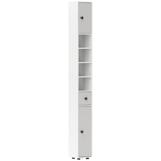 kleankin 180cm Slim Bathroom Cabinet in Light Grey