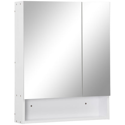kleankin Bathroom Cabinet with Mirror, Wall Mounted Bathroom Mirror Cabinet with Adjustable Shelf, 2 Doors Storage Cupboard, White