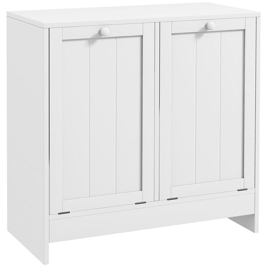 kleankin Double Hamper Laundry Storage Cabinet in White