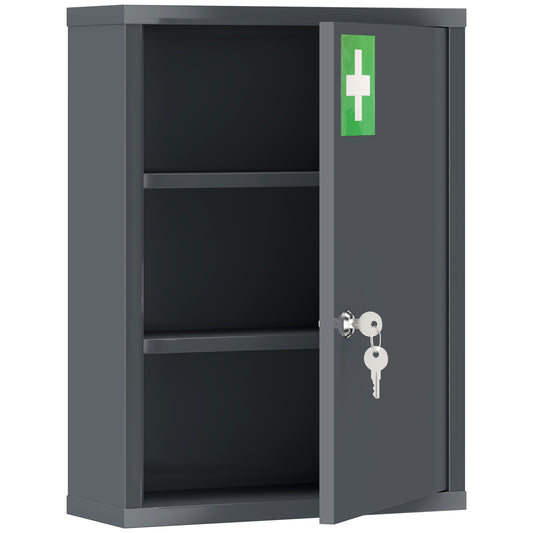 kleankin Locking Medicine Cabinet in Smoke Grey