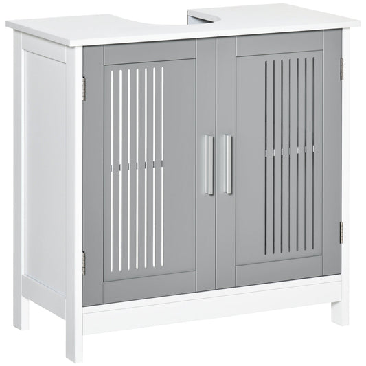 kleankin Modern Under Sink Cabinet with 2 Doors in Grey