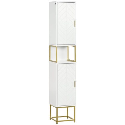 kleankin Narrow Bathroom Storage Cabinet in White