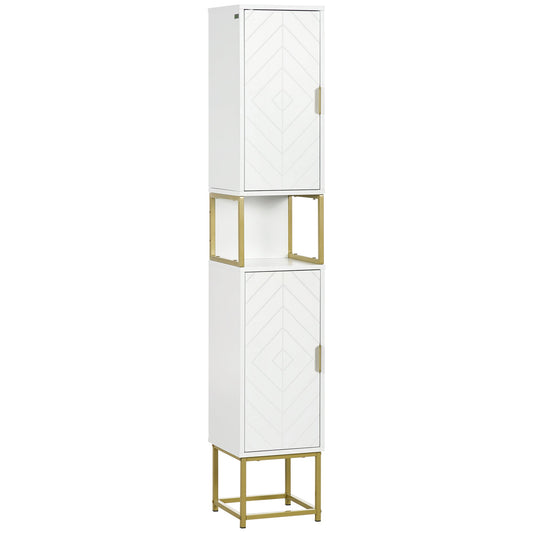 kleankin Narrow Bathroom Storage Cabinet in White
