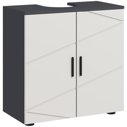 kleankin Pedestal Sink Bathroom Cabinet in Light Grey