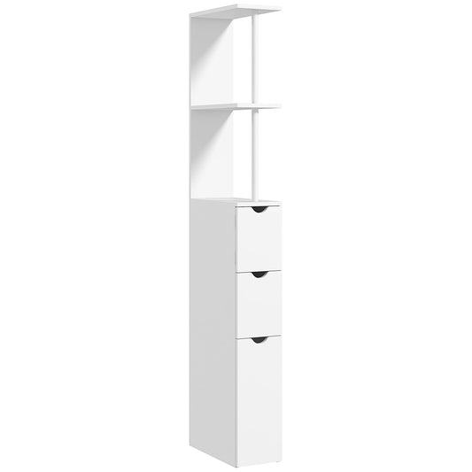 HOMCOM Slim Bathroom Storage Cabinet with Drawers in White