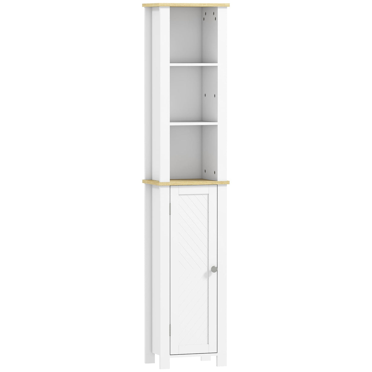 kleankin Slim Bathroom Storage Unit with Open Compartment in White