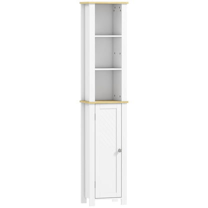 kleankin Slim Bathroom Storage Unit with Open Compartment in White
